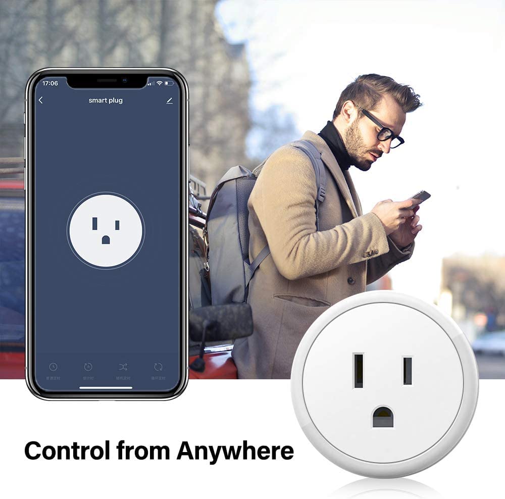 Mini Smart Plug - Wi-Fi Outlet Socket Compatible with Alexa, Echo and Google Home for Christmas Lights, APP Remote Control, Schedule Timer Function, 2.4G WiFi Only (1 Pack)