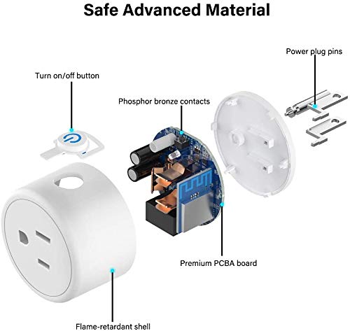 Mini Smart Plug - Wi-Fi Outlet Socket Compatible with Alexa, Echo and Google Home for Christmas Lights, APP Remote Control, Schedule Timer Function, 2.4G WiFi Only (1 Pack)