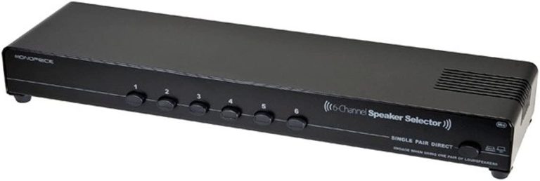 Monoprice 6-Channel Speaker Selector – Black With Impedance Matching Protection, Up To 140W Per Ch. Perfect for Home Theater Audio
