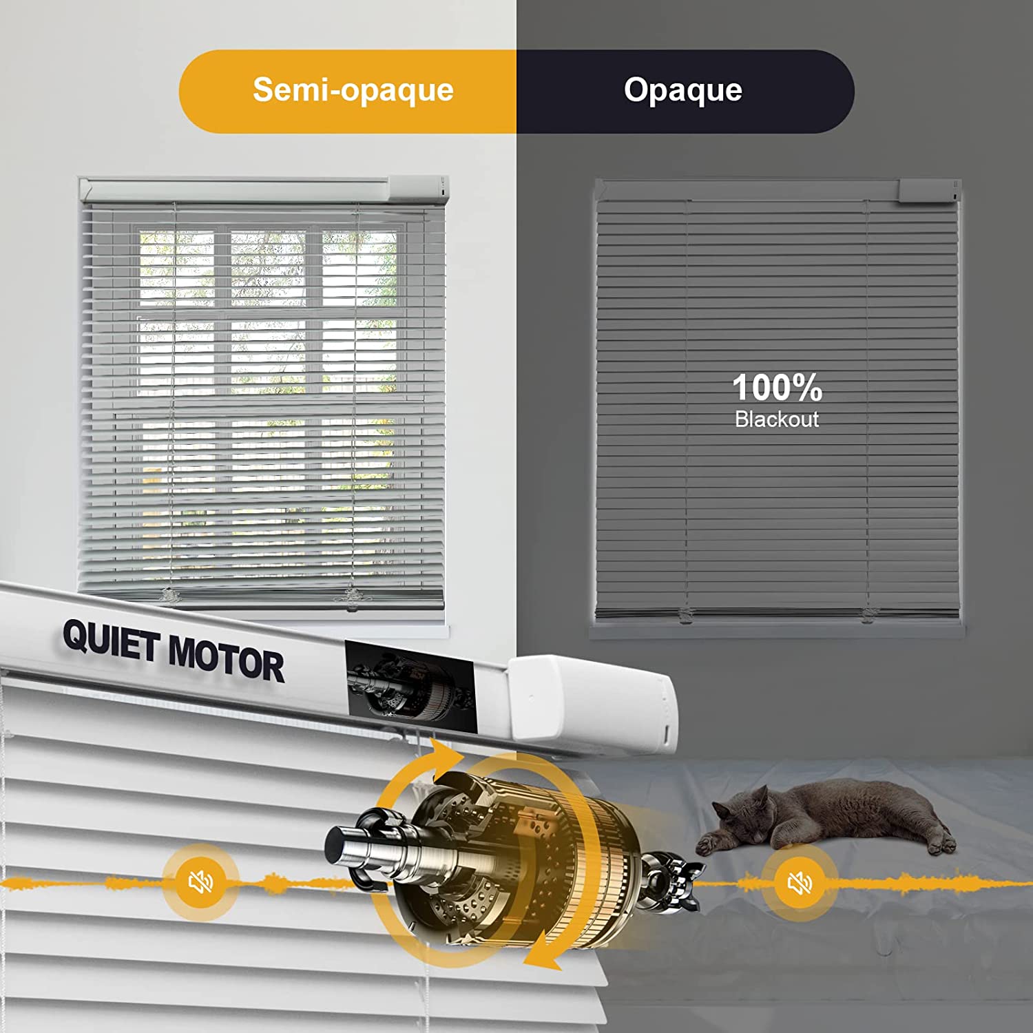 Motorized Venetian Blinds Smart Blinds with Remote Control Horizontal Automatic Blinds Electric Blinds Wireless Light Filtering for Windows Compatible with Google Alexa, White 31