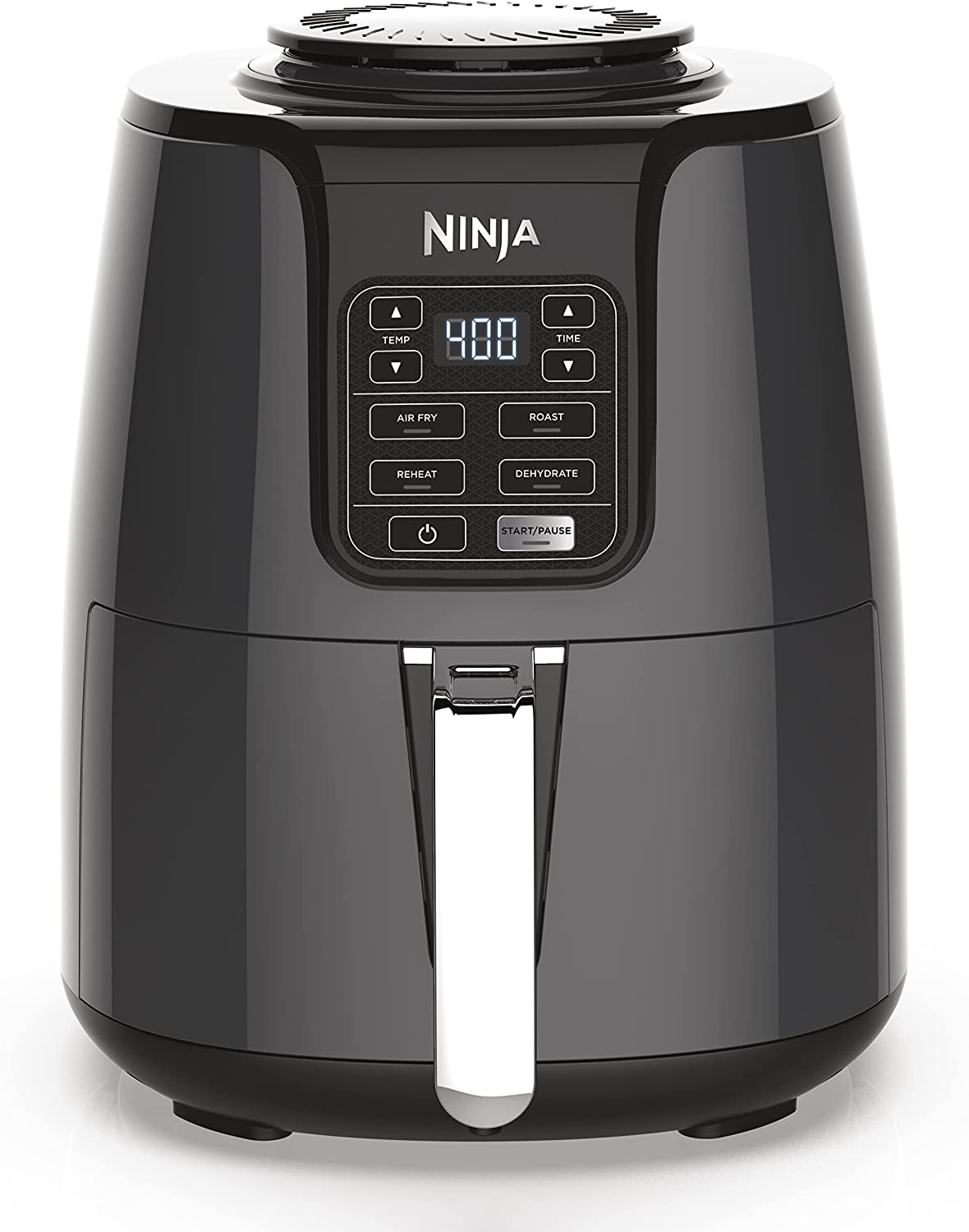 Ninja AF101 Air Fryer that Crisps, Roasts, Reheats, & Dehydrates, for Quick, Easy Meals, 4 Quart Capacity, & High Gloss Finish, Black/Grey