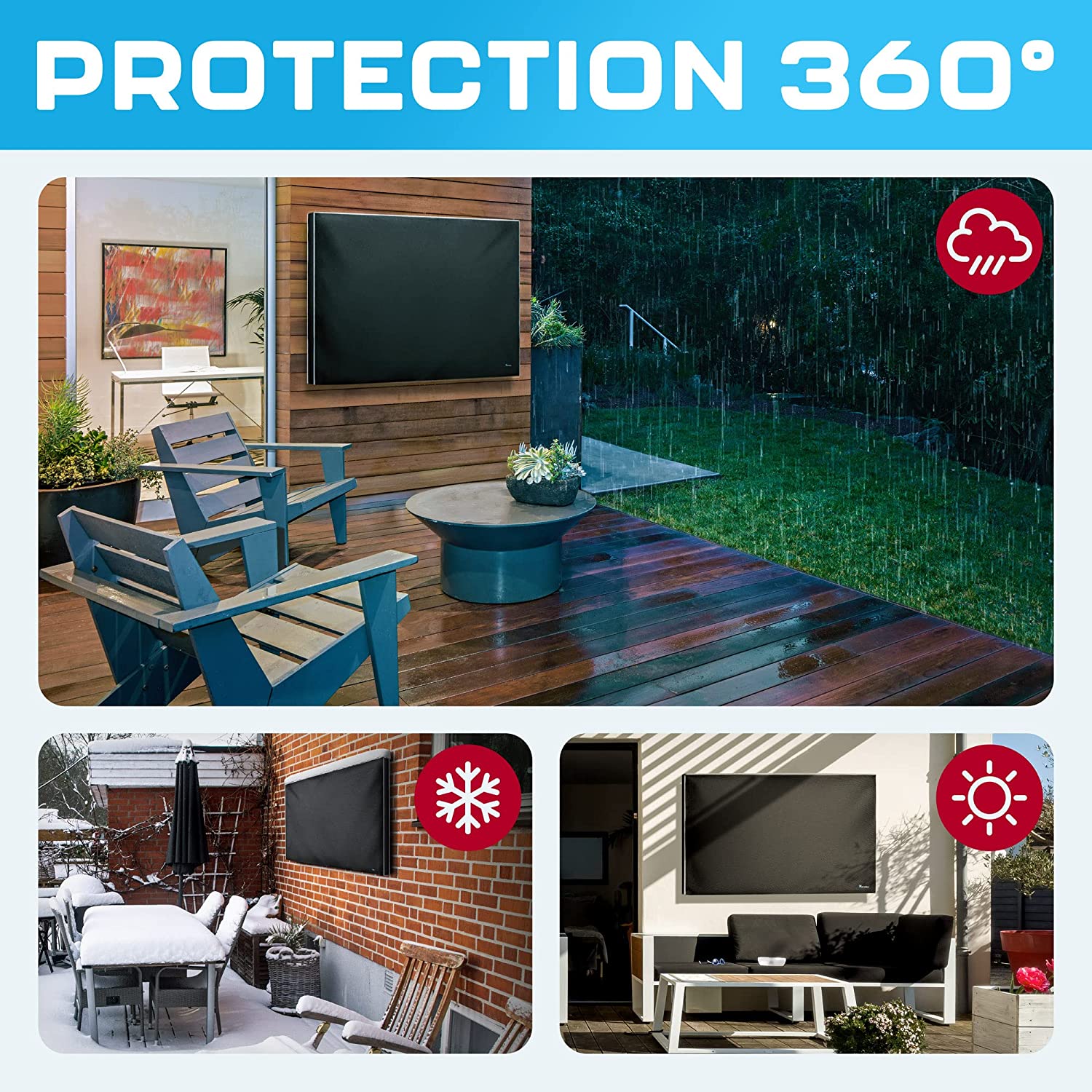 Outdoor TV Cover 86-90 Inch | Waterproof and Weatherproof TV Covers | Outdoor TV Enclosure | Smart Shield TV Screen Protector for Outside TV | Cover for Moving | TV Display Protectors – Gray