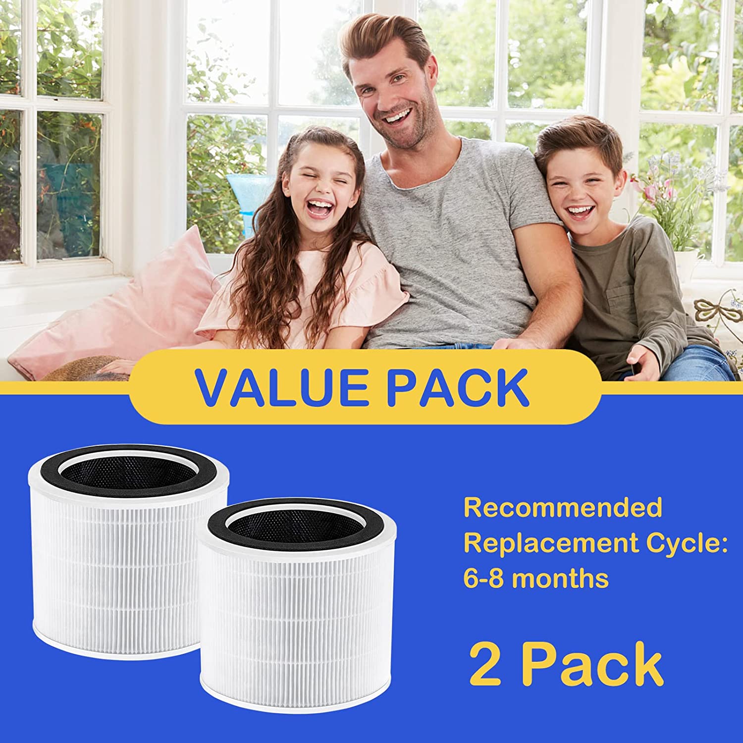 Pet Core 200S HEPA Filters Replacement Compatible with LEVOIT Core 200S Smart WiFi Air Cleaner Purifier, 3 in 1 Filtration Systems HEPASilent and Activated Carbon Filter, 3 Pack Yellow