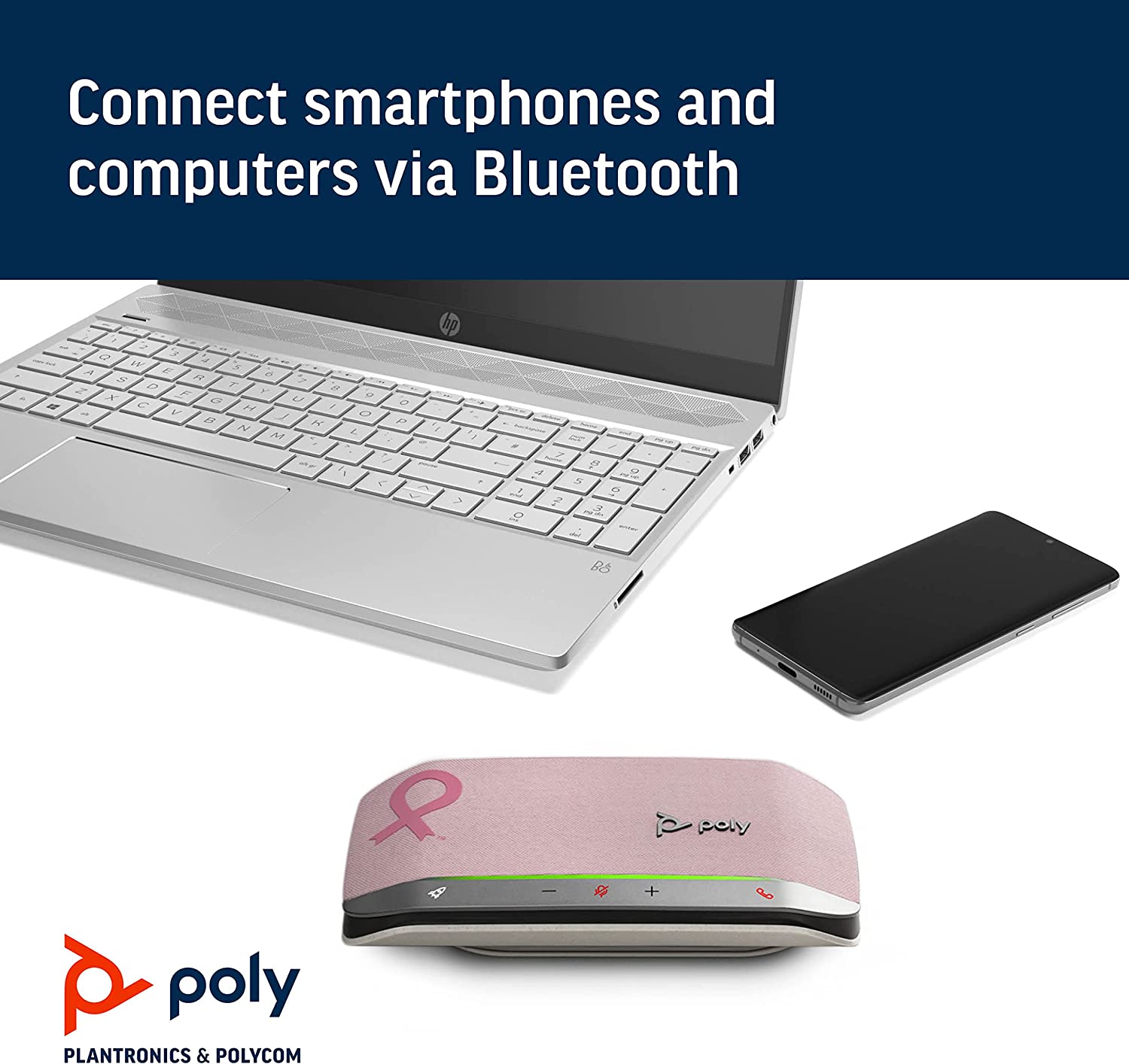 Poly Sync 20 USB-A Smart Speakerphone (Plantronics) - Personal Portable Speakerphone - Noise & Echo Reduction - Connect to Cell Phone via Bluetooth and PC/Mac via USB-A Cable - Teams Certified