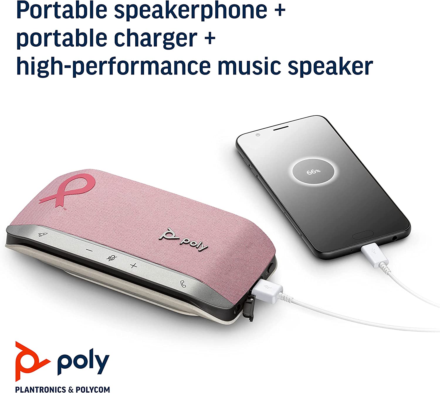 Poly Sync 20 USB-A Smart Speakerphone (Plantronics) - Personal Portable Speakerphone - Noise & Echo Reduction - Connect to Cell Phone via Bluetooth and PC/Mac via USB-A Cable - Teams Certified