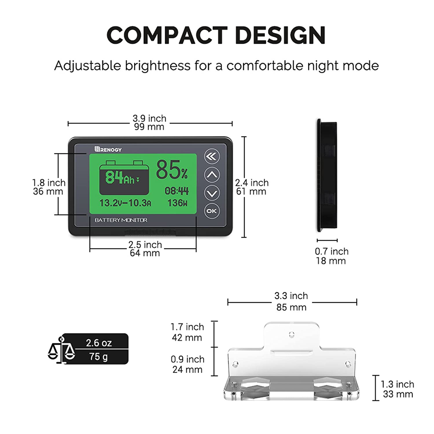 Renogy Monitoring Screen for Smart Lithium Battery Series