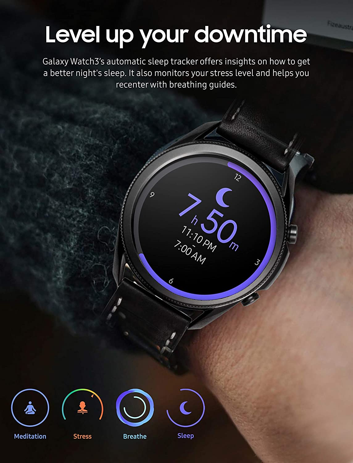 Samsung Galaxy Watch 3 (45mm, GPS, Bluetooth) Smart Watch with Advanced Health Monitoring, Fitness Tracking , and Long Lasting Battery - Mystic Black (US Version) (Renewed)