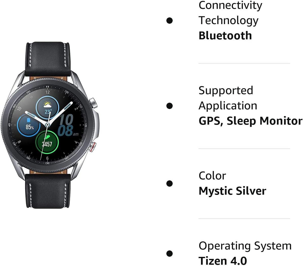 Samsung Galaxy Watch 3 (45mm, GPS, Bluetooth) Smart Watch with Advanced Health Monitoring, Fitness Tracking , and Long Lasting Battery - Mystic Black (US Version) (Renewed)