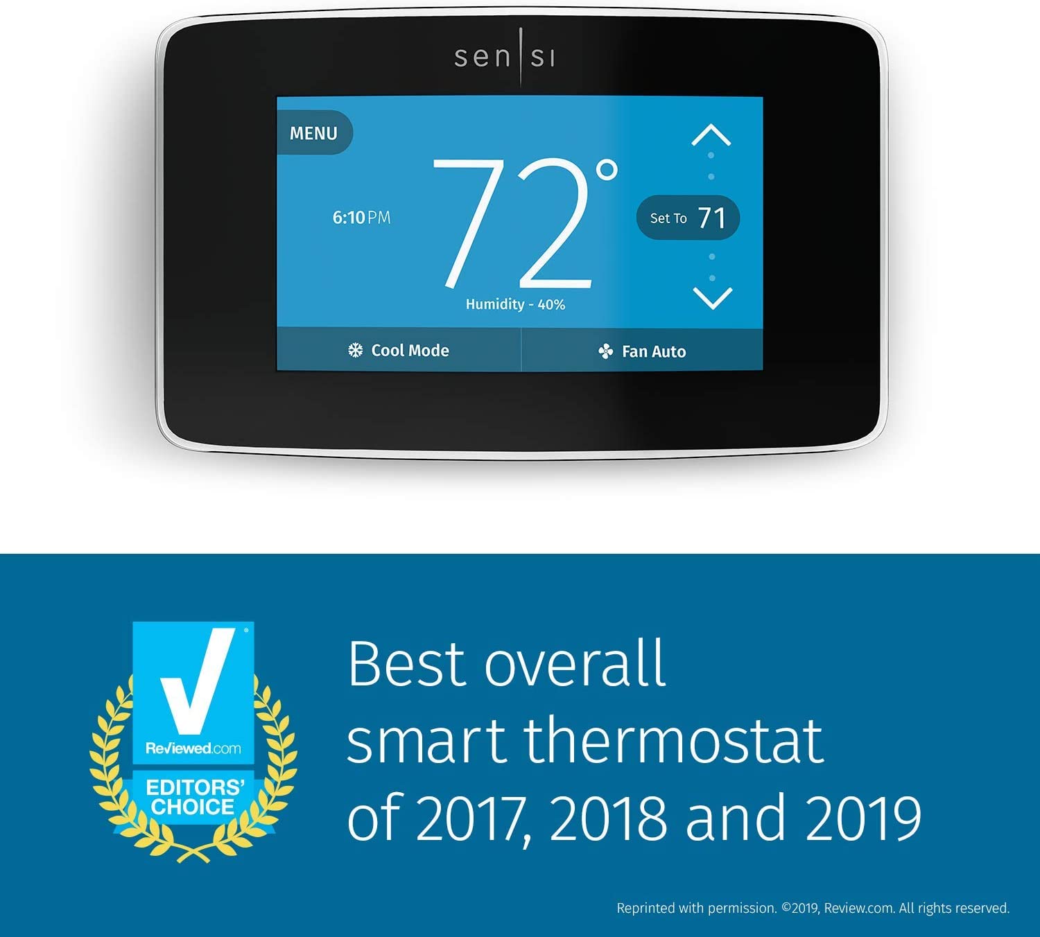 Sensi Touch Smart Thermostat by Emerson, ST75 - Black, C-Wire Required & Emerson F61-2663 Wall Plate for Sensi Wi-Fi Programmable Thermostat, White