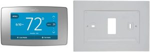 Sensi Touch Smart Thermostat by Emerson, ST75S-Silver, C-Wire Required & Emerson F61-2663 Wall Plate for Sensi Wi-Fi Programmable Thermostat, White