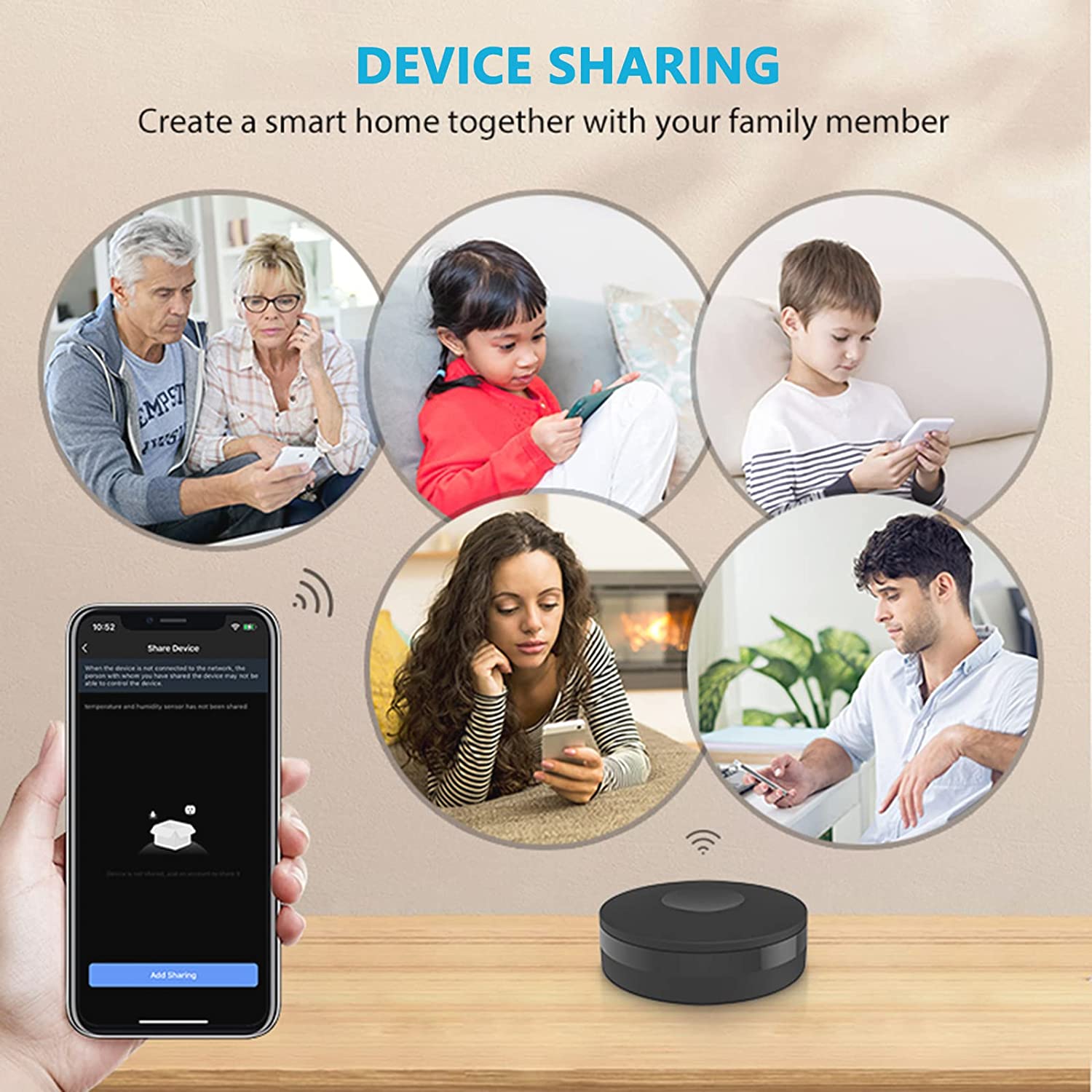 Smart IR Remote Control, 2.4G WiFi Universal Smart Home Hub, WiFi Smart Controller for Home Automation,Air Conditioner, TV, Ceiling Fan, Curtain Remote, Compatible with Alexa, Google Assistant