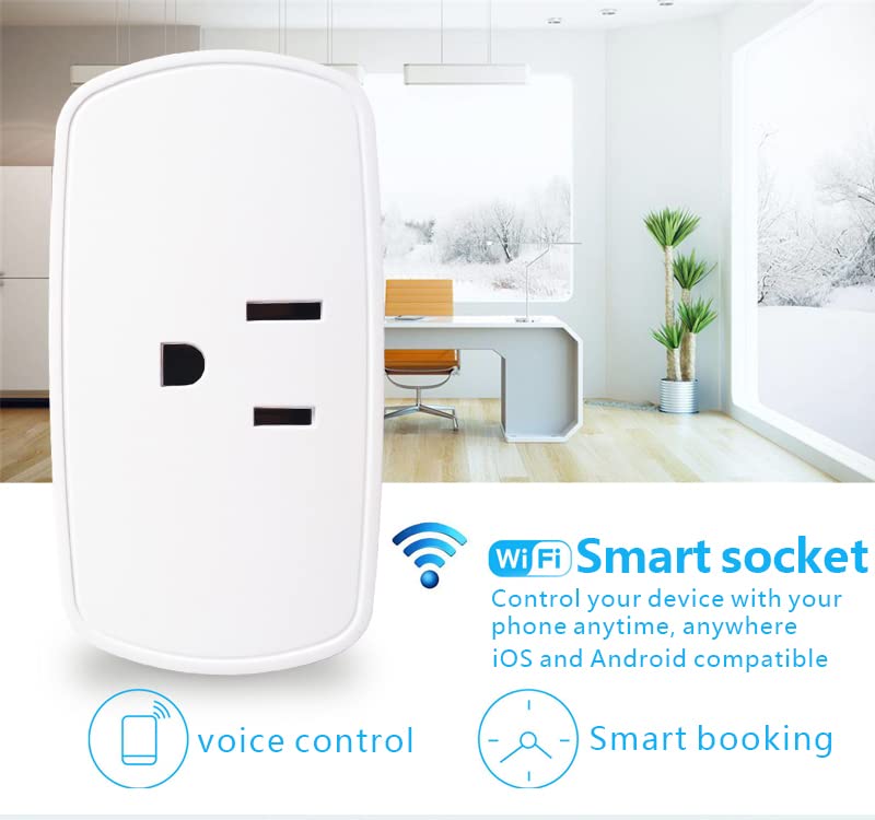 Smart Plug, Smart Outlet Plug That Work with Alexa, Echo, Google Home & Smartthings, Smart Socket with Remote Control & Timer Function, 2.4Ghz WiFi Only, No Hub Required