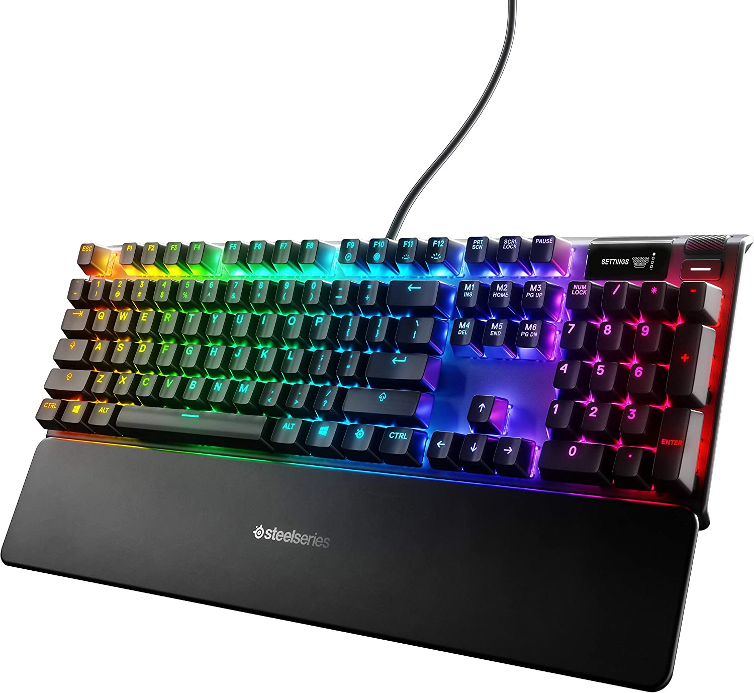 SteelSeries Apex 7 Mechanical Gaming Keyboard – OLED Smart Display – USB Passthrough and Media Controls – Tactile and Quiet – RGB Backlit (Brown Switch)