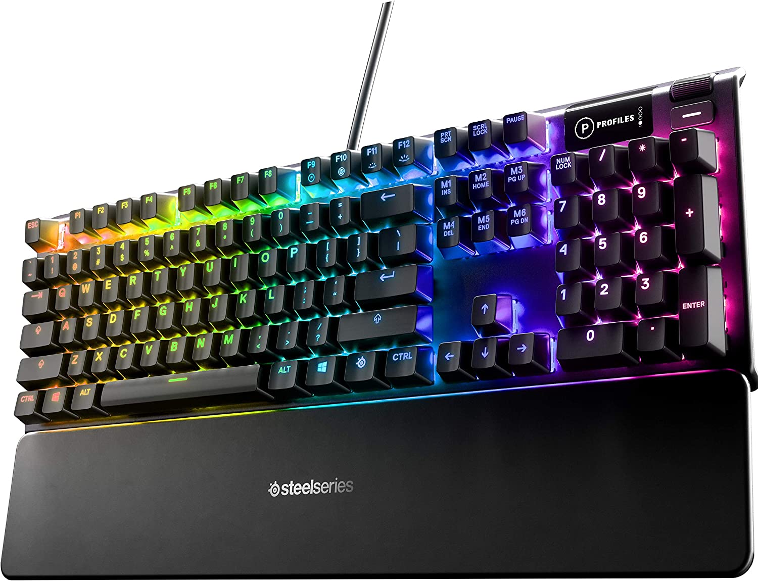 SteelSeries USB Apex 5 Hybrid Mechanical Gaming Keyboard – Per-Key RGB Illumination – Aircraft Grade Aluminum Alloy Frame – OLED Smart Display (Hybrid Blue Switch)