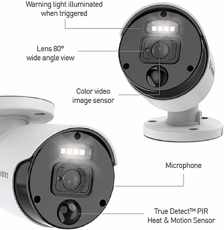 Swann Home Security Camera System with 2TB HDD, 8 Channel 8 Cam, POE Cat5e NVR 4K HD Video, Indoor or Outdoor Wired Surveillance CCTV, Color Night Vision, Heat Motion Detection, LED Light, 876808