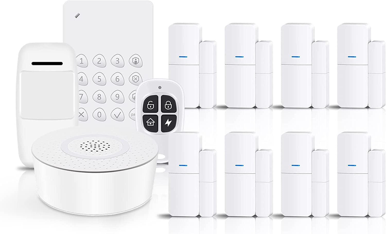 tolviviov Door Alarm System, Beta DIY Smart Home Alarm Security System 12 Pieces-Kit (Alarm Siren, Door Window Sensors, Remotes, Motion Sensor, Keypad), Work with Alexa, for House, Apartment