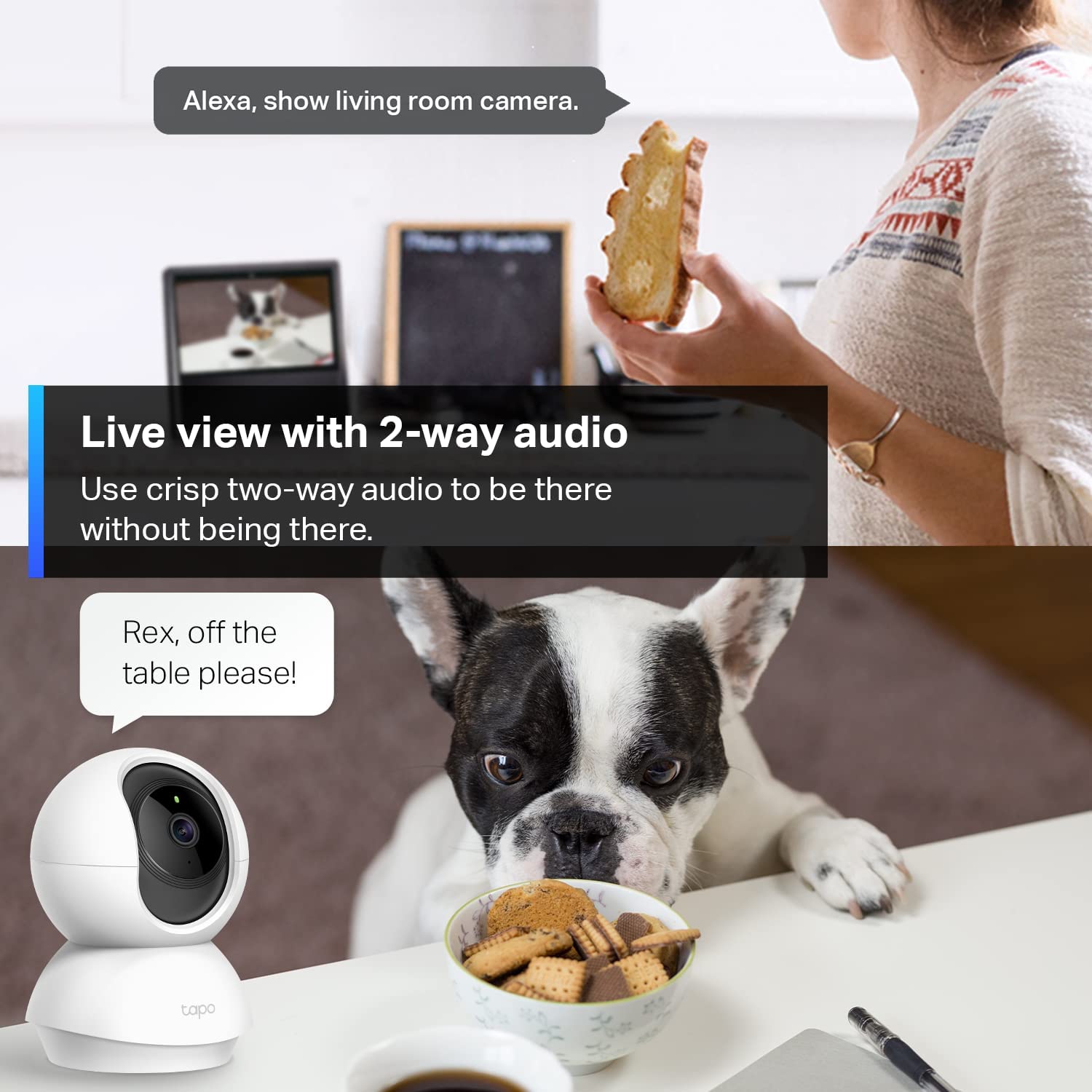 TP-Link Tapo 2K Pan/Tilt Security Camera for Baby Monitor, Dog Camera w/ Motion Detection, Motion Tracking, 2-Way Audio, Night Vision, Cloud &SD Card Storage, Works w/ Alexa & Google Home (Tapo C210)