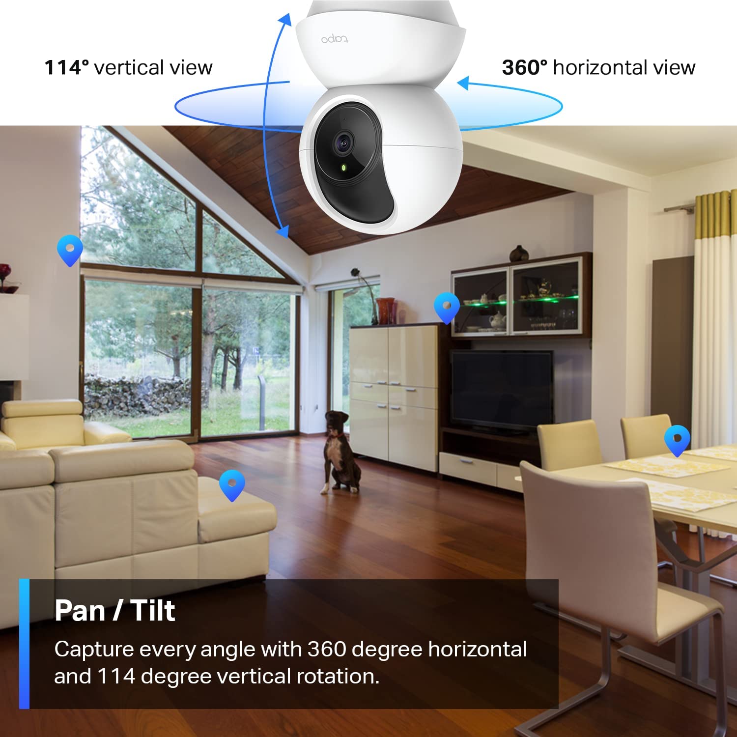 TP-Link Tapo 2K Pan/Tilt Security Camera for Baby Monitor, Dog Camera w/ Motion Detection, Motion Tracking, 2-Way Audio, Night Vision, Cloud &SD Card Storage, Works w/ Alexa & Google Home (Tapo C210)