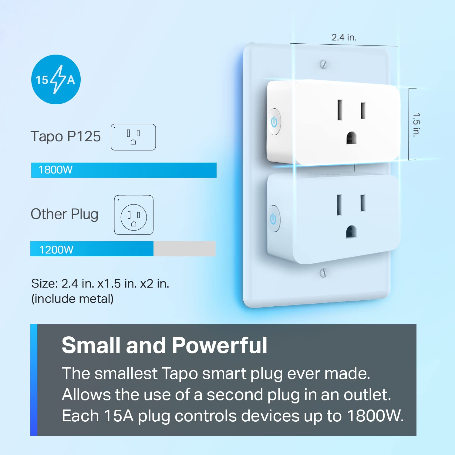 TP-Link Tapo Smart Plug Mini 15A, Smart Home Wi-Fi Plug, Super Easy Setup, Compatible with Alexa & Google Home, No Hub Required, UL Certified, 2.4G WiFi Only, White, Tapo P105(4-Pack)