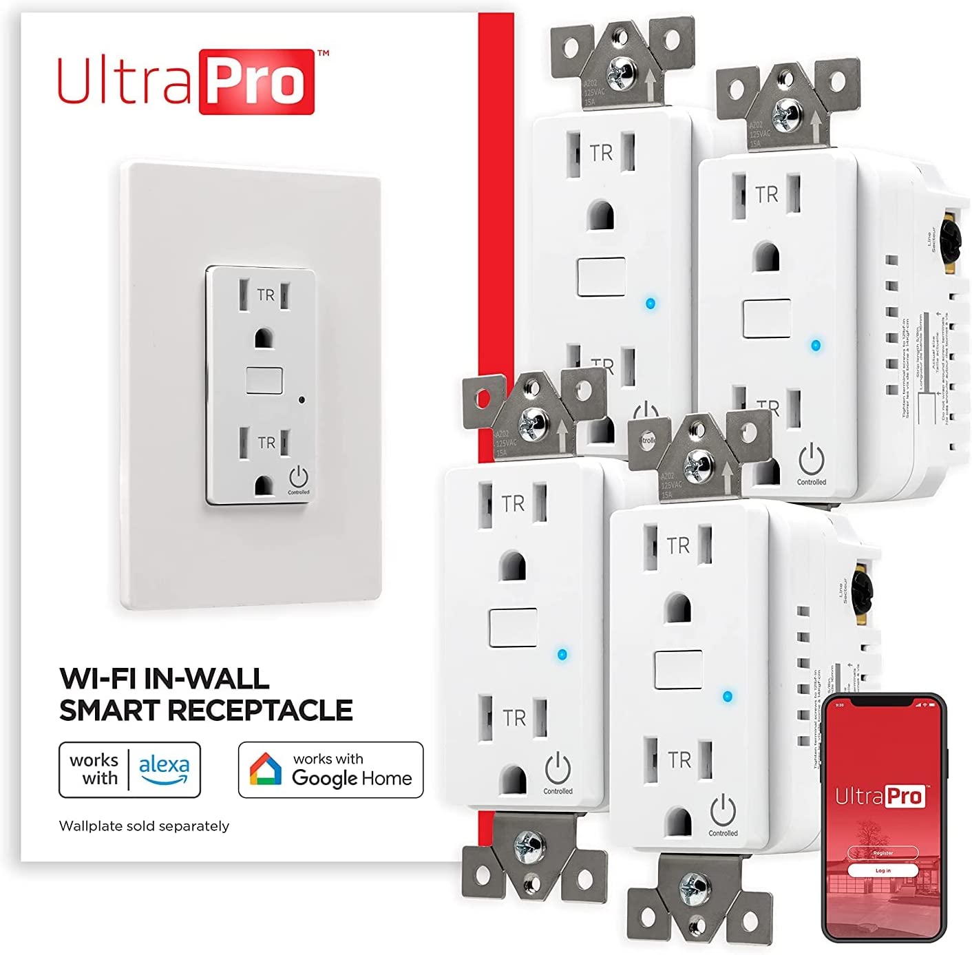UltraPro Smart Switch, 2.4GHz Wi-Fi Smart Light Switch, QuickFit & SimpleWire, 3 Way Switch, Works with Alexa, Google Assistant, No Hub Needed, UL Certified, Needs Neutral Wire, White, 1 Pack, 51424