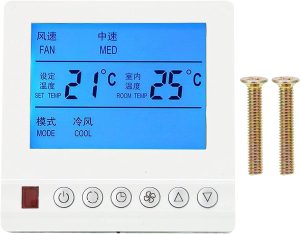 Walfront AC220V Digital Thermostat Central Air Conditioning Water Temperature Controller Threespeed Switch for Smart Home, Thermostat