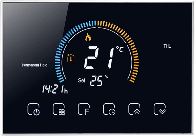 Wall Mounted Smart Thermostat, Phone App Voice Control Boiler Heating Thermostat, LCD Touch Screen Programmable Thermostat with Back Light(Black)