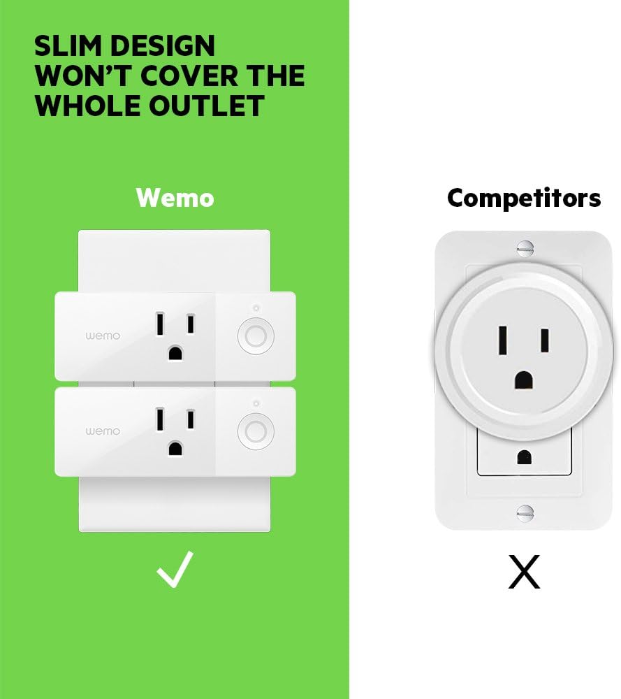 Wemo Mini Smart Plug, WiFi Enabled, Works with Alexa, Google Assistant & Apple HomeKit