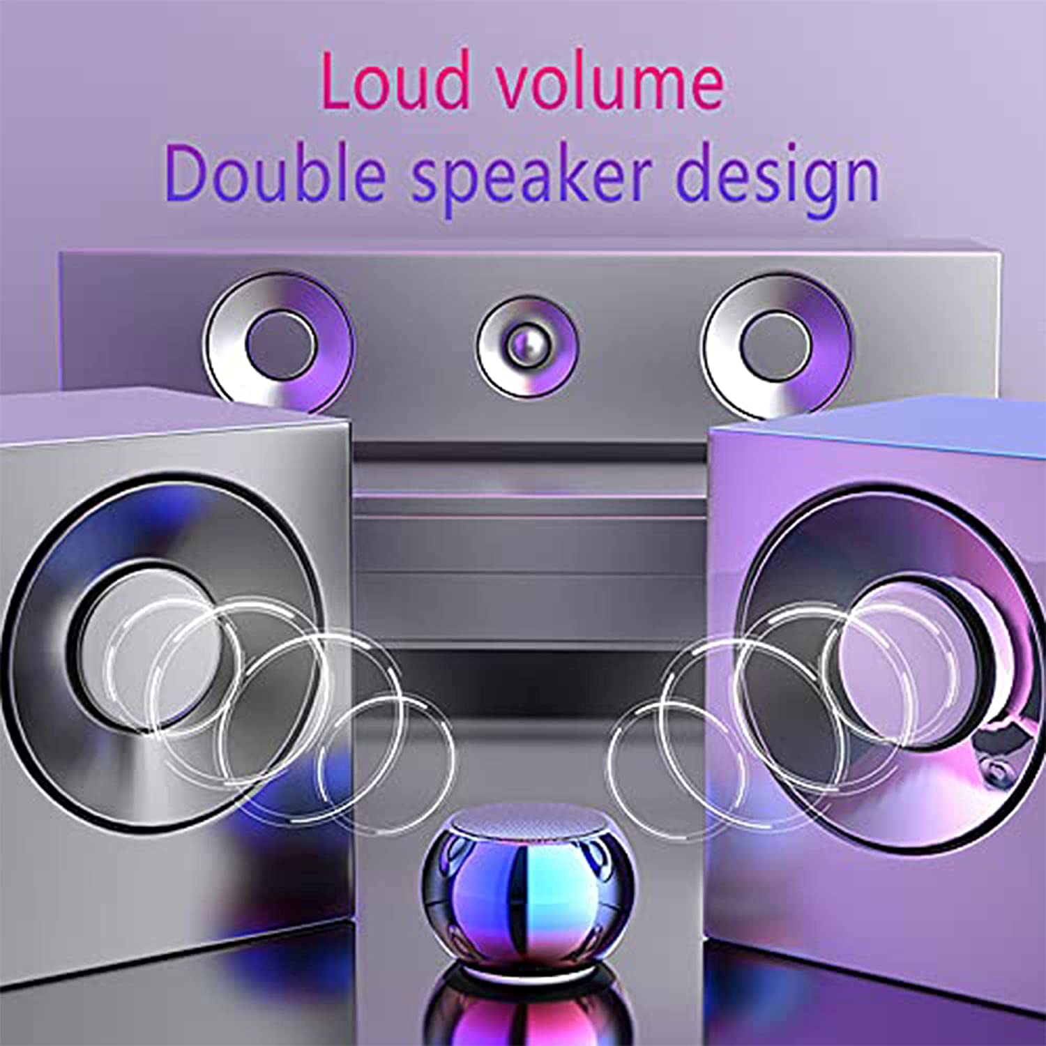 Wireless Bluetooth Mini Portable Speaker, Waterproof Wireless Portable Speaker with subwoofer, Sports Speaker, Small Steel Cannon, Stereo HD Surround Sound, Speaker for Any Smartphone. (purple)