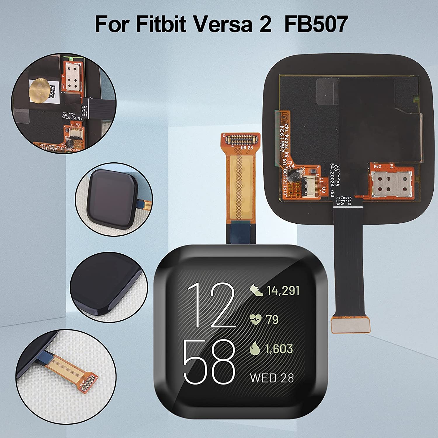 YWLRONG Screen Replacement for Fitbit Versa 3 FB511 / Fitbit Sense FB512 Watch LCD Display Touch Screen Digitizer Assembly with Tools(Black)