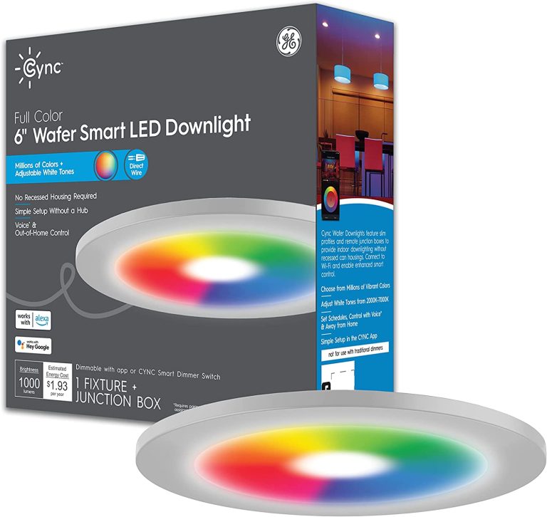 GE CYNC Smart LED Wafer Downlights, 6 Inches, Full Color and White Tones, No Recessed Housing Required (2 Pack)​