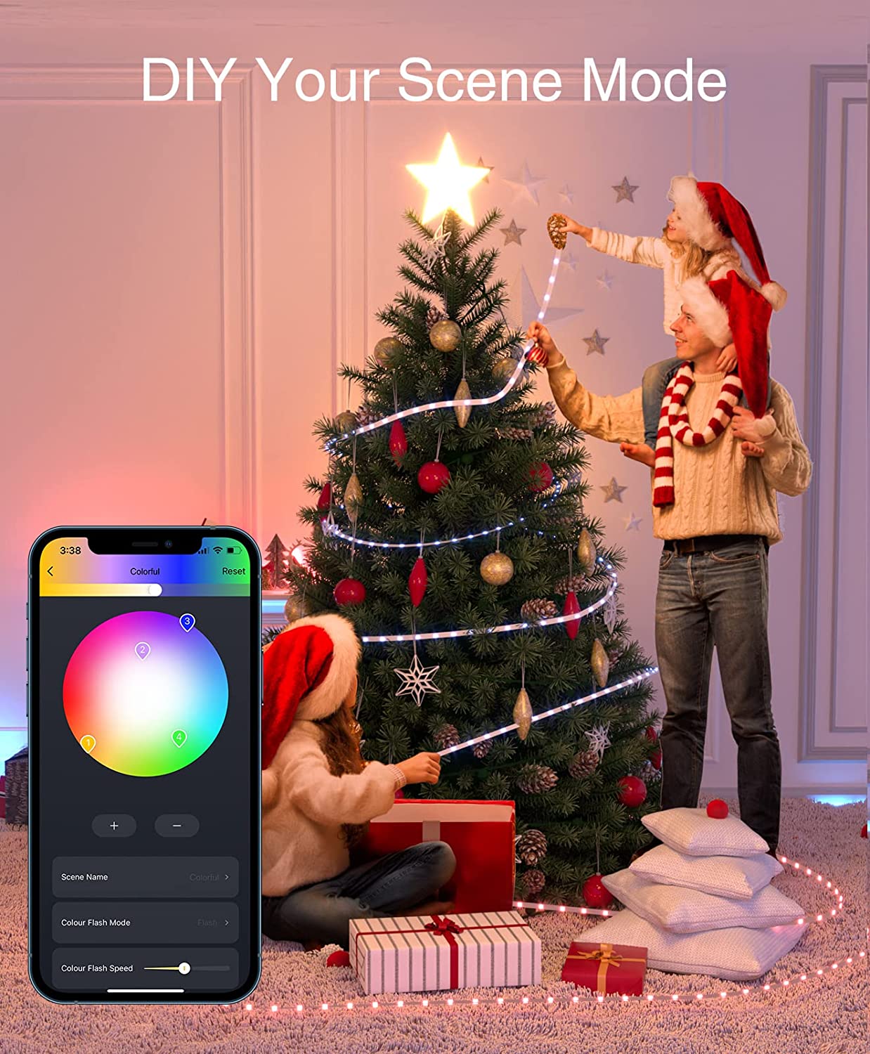 GHome Smart SL1 TV LED Backlight, Smart WiFi Strip Light Compatible with Alexa and Google Home, App Control, Music Sync 16 Million Rgb Red Green Blue 9.2Ft ST1-B