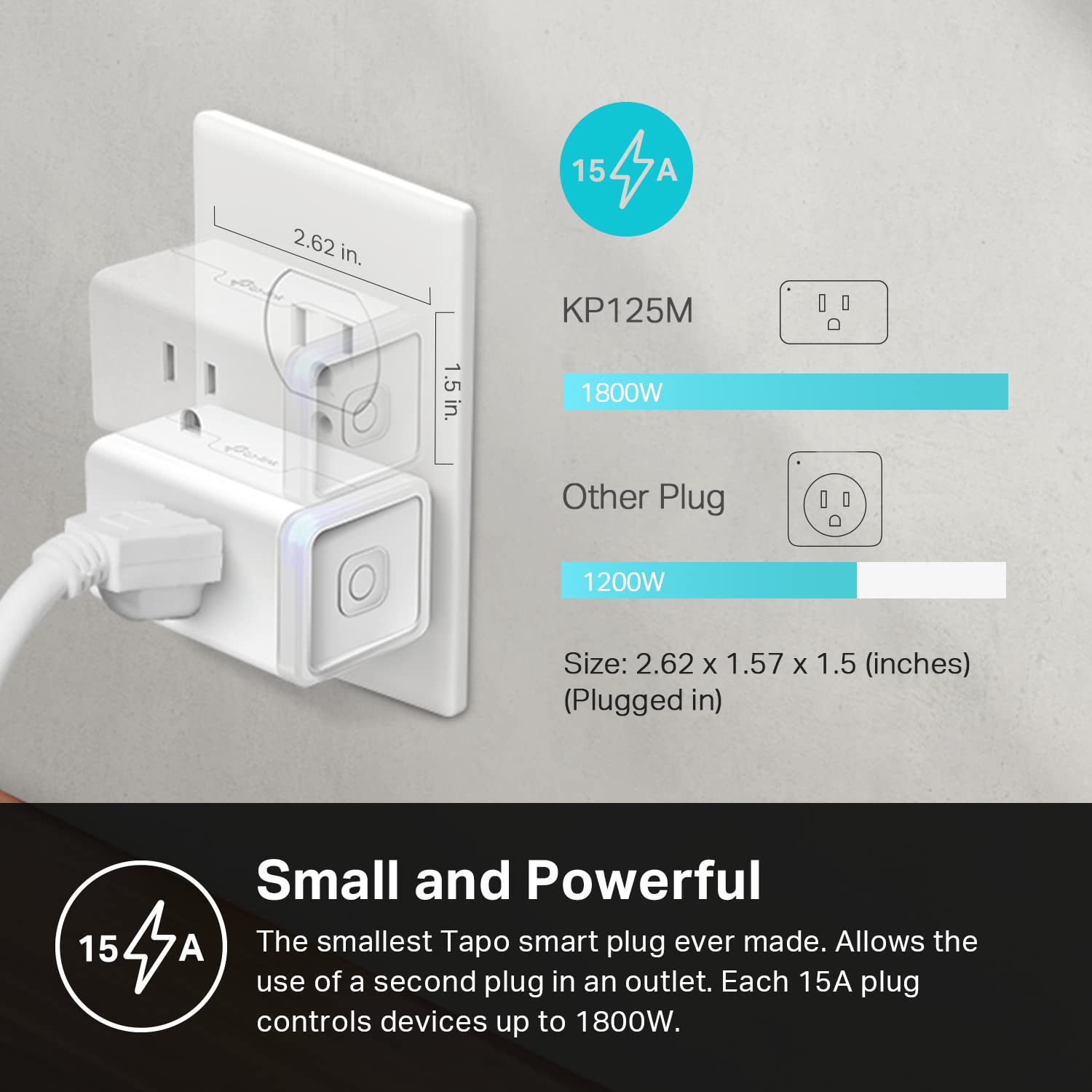 Kasa Matter Smart Plug w/ Energy Monitoring, Compact Design, 15A/1800W Max, Super Easy Setup, Works with Apple Home, Alexa & Google Home, UL Certified, 2.4G Wi-Fi Only, White, KP125M (4-Pack)