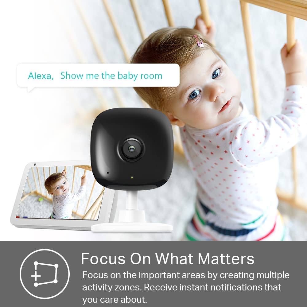 Kasa Smart Security Camera for Baby monitor, 1080p HD Indoor Camera for Home Security with Motion Detection, Two-Way Audio, Night Vision, Cloud & SD Card Storage, Works with Alexa & Google Home (EC60)