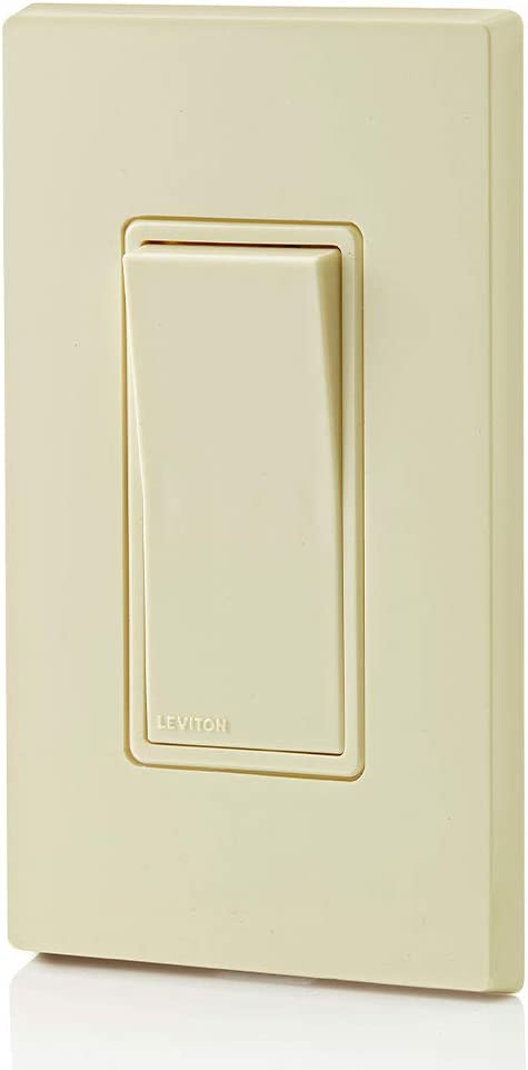 Leviton 5601-2E 15 Amp, 120/277 Volt, Decora Rocker Single-Pole AC Quiet Switch, Residential Grade, Grounding, Black