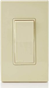 Leviton 5601-2E 15 Amp, 120/277 Volt, Decora Rocker Single-Pole AC Quiet Switch, Residential Grade, Grounding, Black