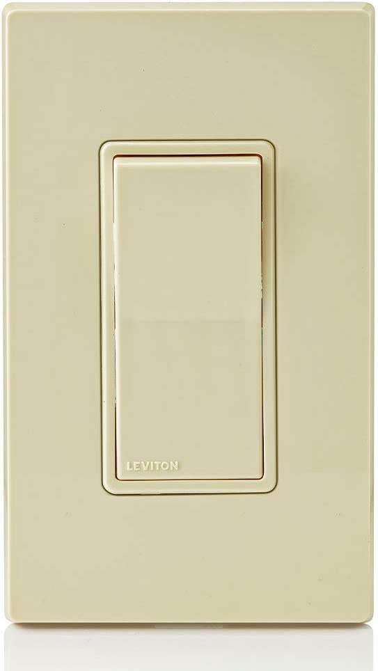 Leviton 5601-2E 15 Amp, 120/277 Volt, Decora Rocker Single-Pole AC Quiet Switch, Residential Grade, Grounding, Black