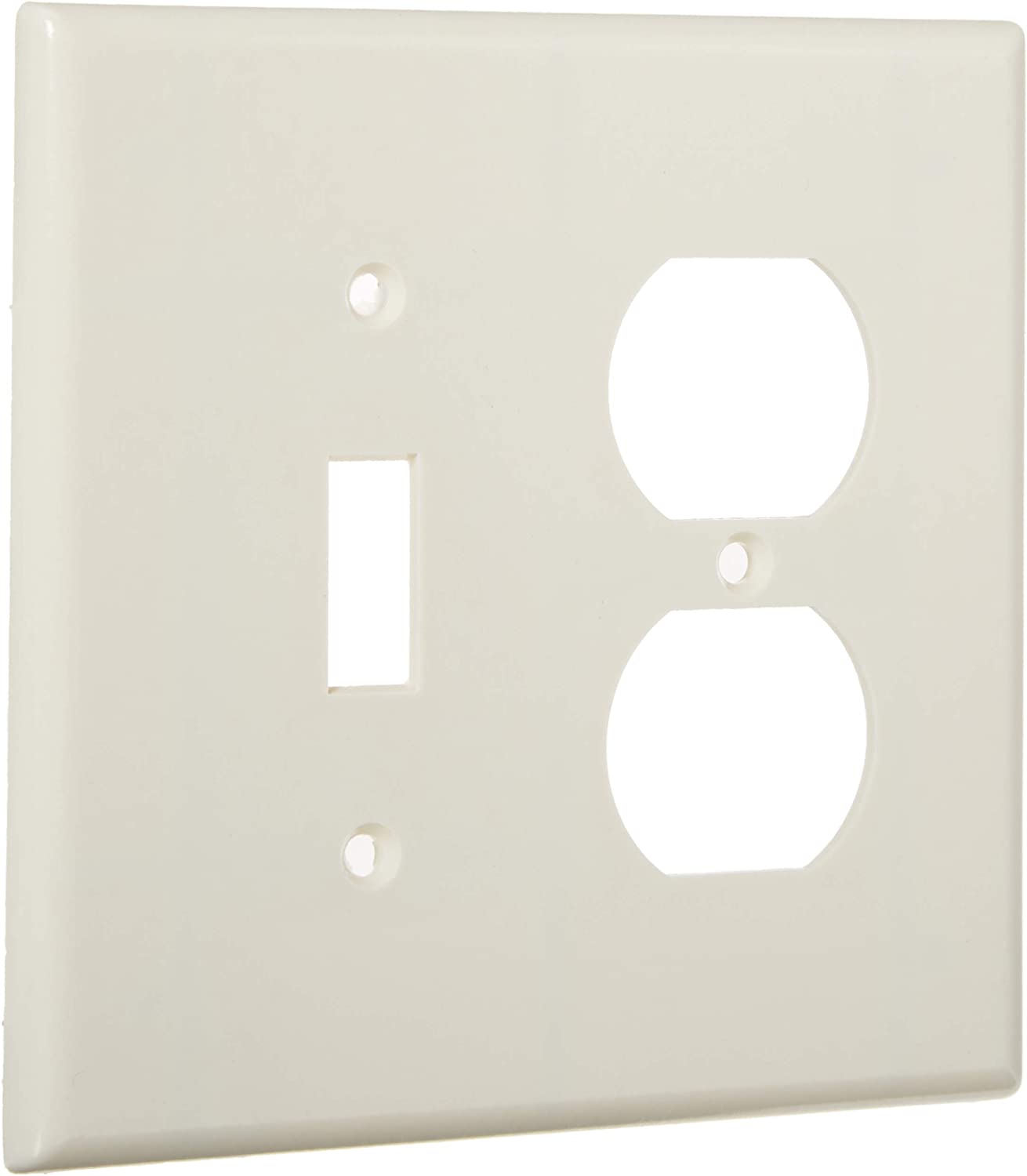 Leviton 80505-W 2-Gang 1-Toggle 1-Duplex Device Combination Wallplate, Midway Size, White