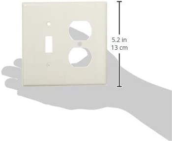 Leviton 80505-W 2-Gang 1-Toggle 1-Duplex Device Combination Wallplate, Midway Size, White