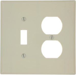 Leviton 80505-W 2-Gang 1-Toggle 1-Duplex Device Combination Wallplate, Midway Size, White