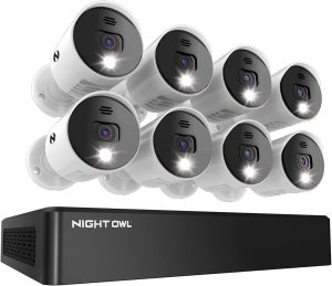 Night Owl 8 Channel Bluetooth Video Home Security Camera System with (8) Wired 4K UHD Indoor/Outdoor Spotlight Cameras with Audio and 1TB Hard Drive