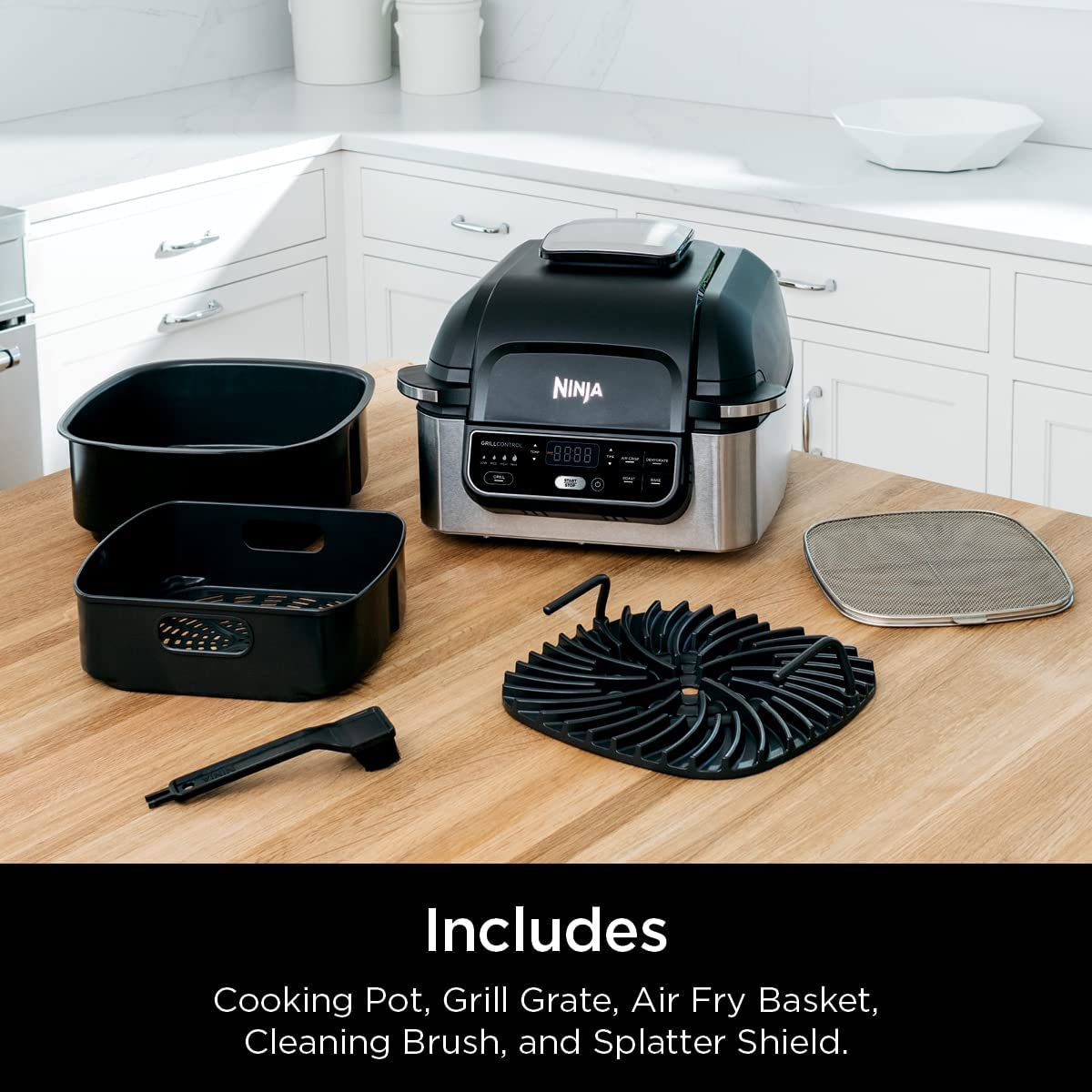 Ninja AG301 Foodi 5-in-1 Indoor Grill with Air Fry, Roast, Bake & Dehydrate, Black/Silver