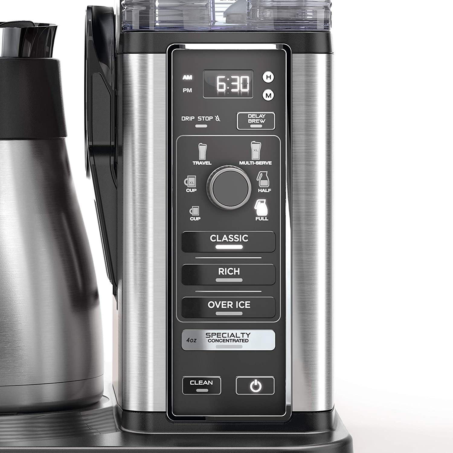 Ninja CM401 Specialty 10-Cup Coffee Maker, with 4 Brew Styles for Ground Coffee, Built-in Water Reservoir, Fold-Away Frother & Glass Carafe, Black