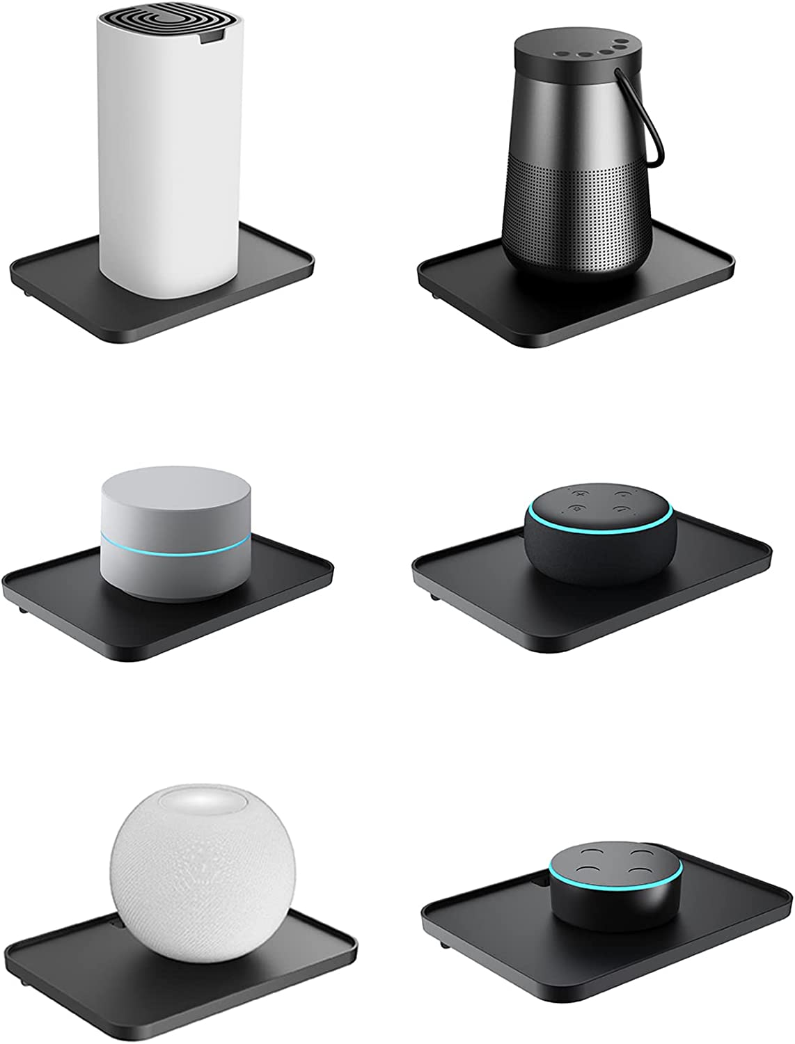 NOTMBESTM Universal Smart Speaker Wall Mount Shelf Holder for Echo Devices/Homepod Mini/Sonos Compatible with Google WiFi Mount Bracket Fit for TP-Link Deco/Eero/Nest WiFi System (Black)