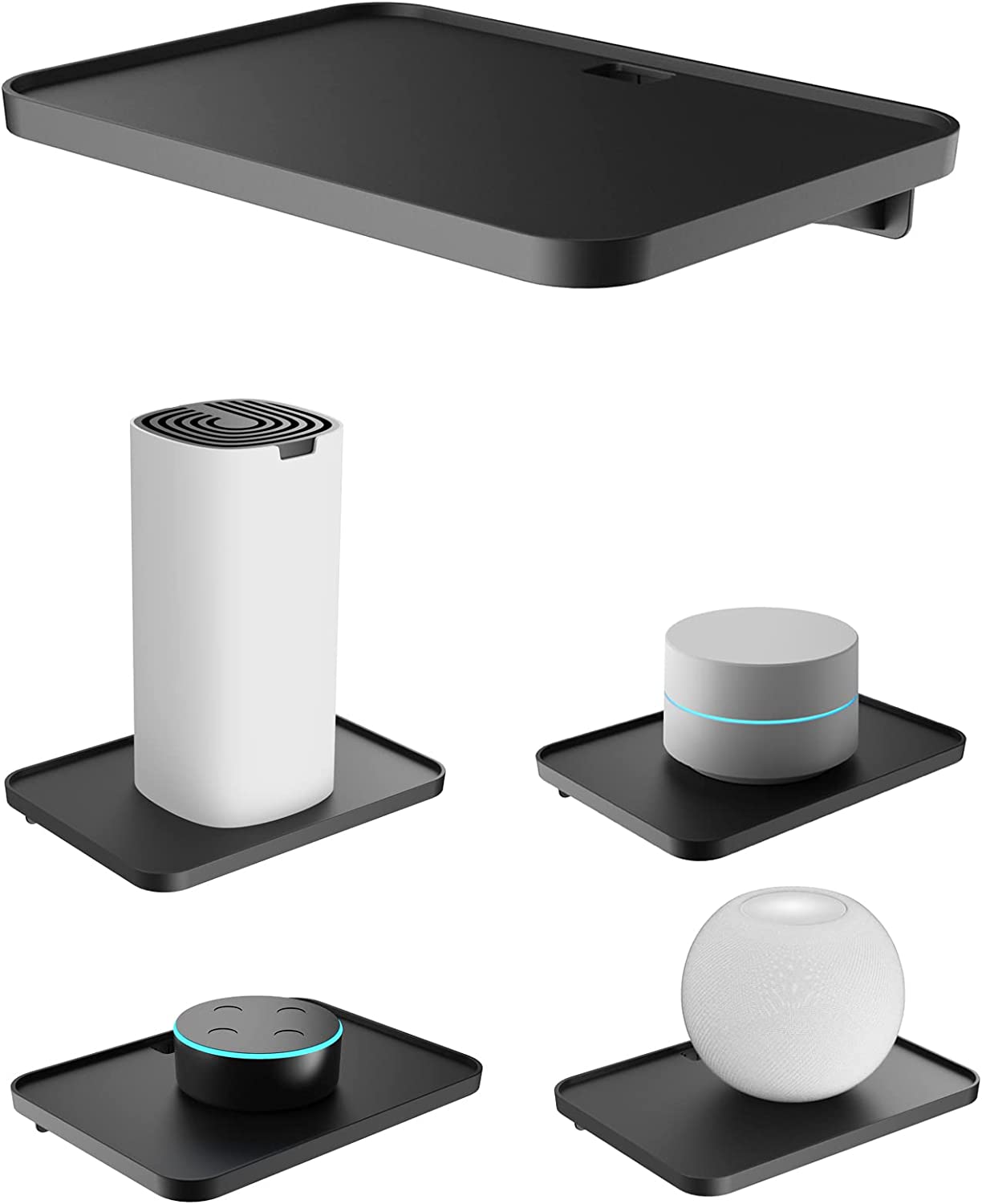 NOTMBESTM Universal Smart Speaker Wall Mount Shelf Holder for Echo Devices/Homepod Mini/Sonos Compatible with Google WiFi Mount Bracket Fit for TP-Link Deco/Eero/Nest WiFi System (Black)