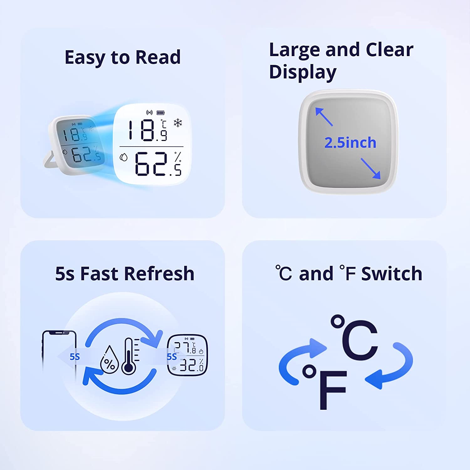 SONOFF SNZB-02D Zigbee LCD Smart Temperature Humidity Sensor 2-Pack