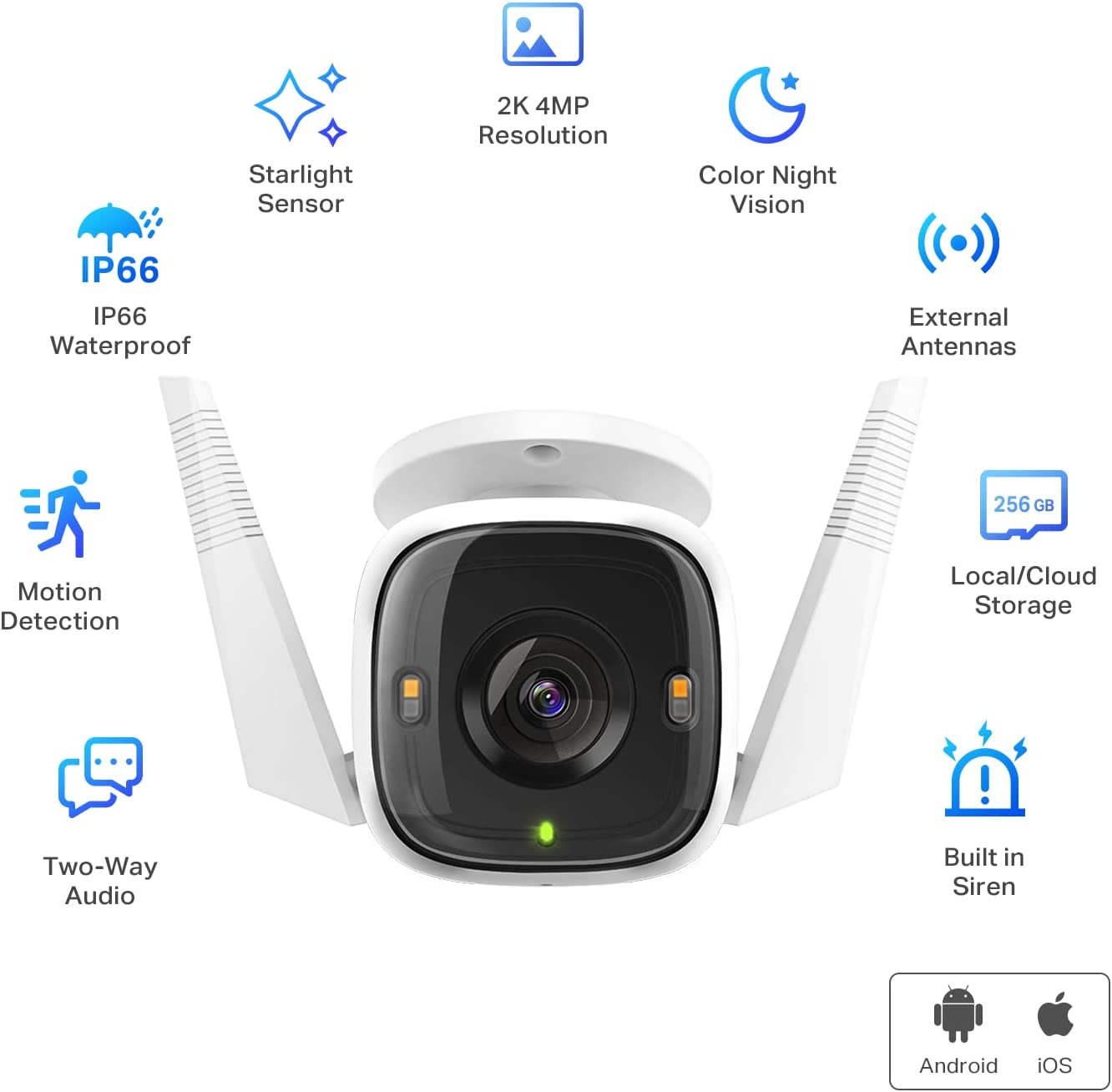 TP-Link Tapo 2K QHD Security Camera Outdoor Wired, Starlight Sensor for Color Night Vision, Free AI Detection, Works with Alexa & Google Home, Built-in Siren, Cloud/SD Card Storage (Tapo C320WS)