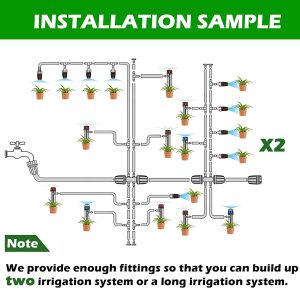 170FT Drip Irrigation System Kit, Automatic Garden Watering Misting System for Greenhouse, Yard, Lawn, Plant with 1/2 inch Hose 1/4 inch Distribution Tubing Drip Emitters Adjustable Misting Nozzle Barbed Fittings