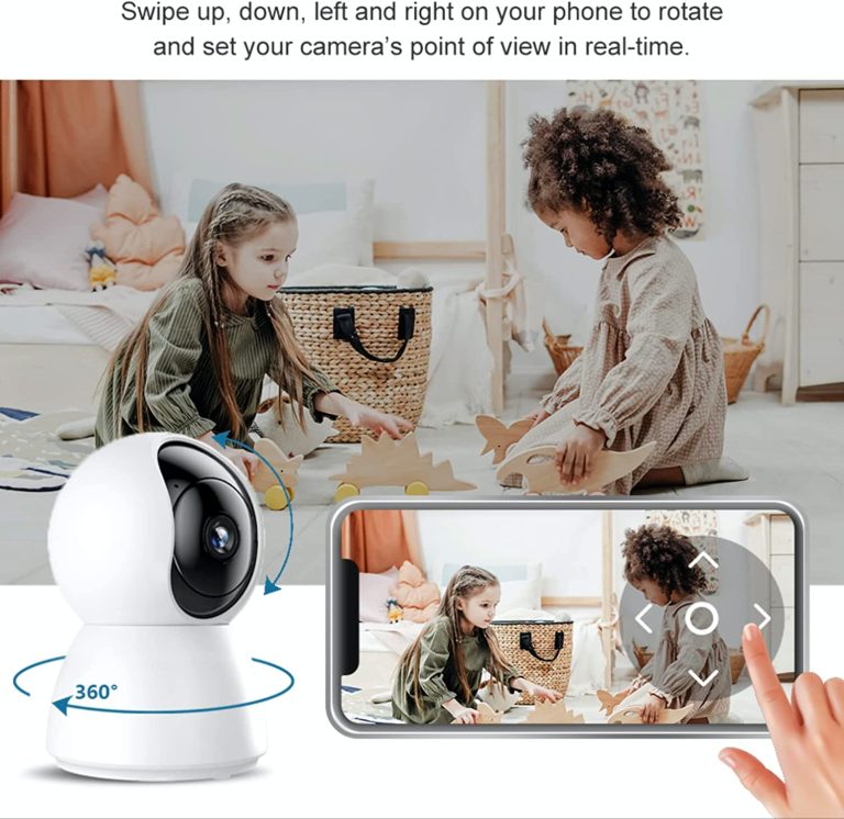 2k 5GHz & 2.4GHz Security Camera Indoor Wireless Compatible with Alexa & Google Home pet Dog Home Baby Camera with Phone app Baby Monitor WiFi Smartphone (2Pcs 64GB SD)