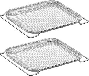 Air Fry Mesh Baskets Accessories Compatible with Breville Smart Oven Air Fryer Pro, Stainless Steel Air Fryer Basket Replacement, 2 Pack Baskets Only Silver