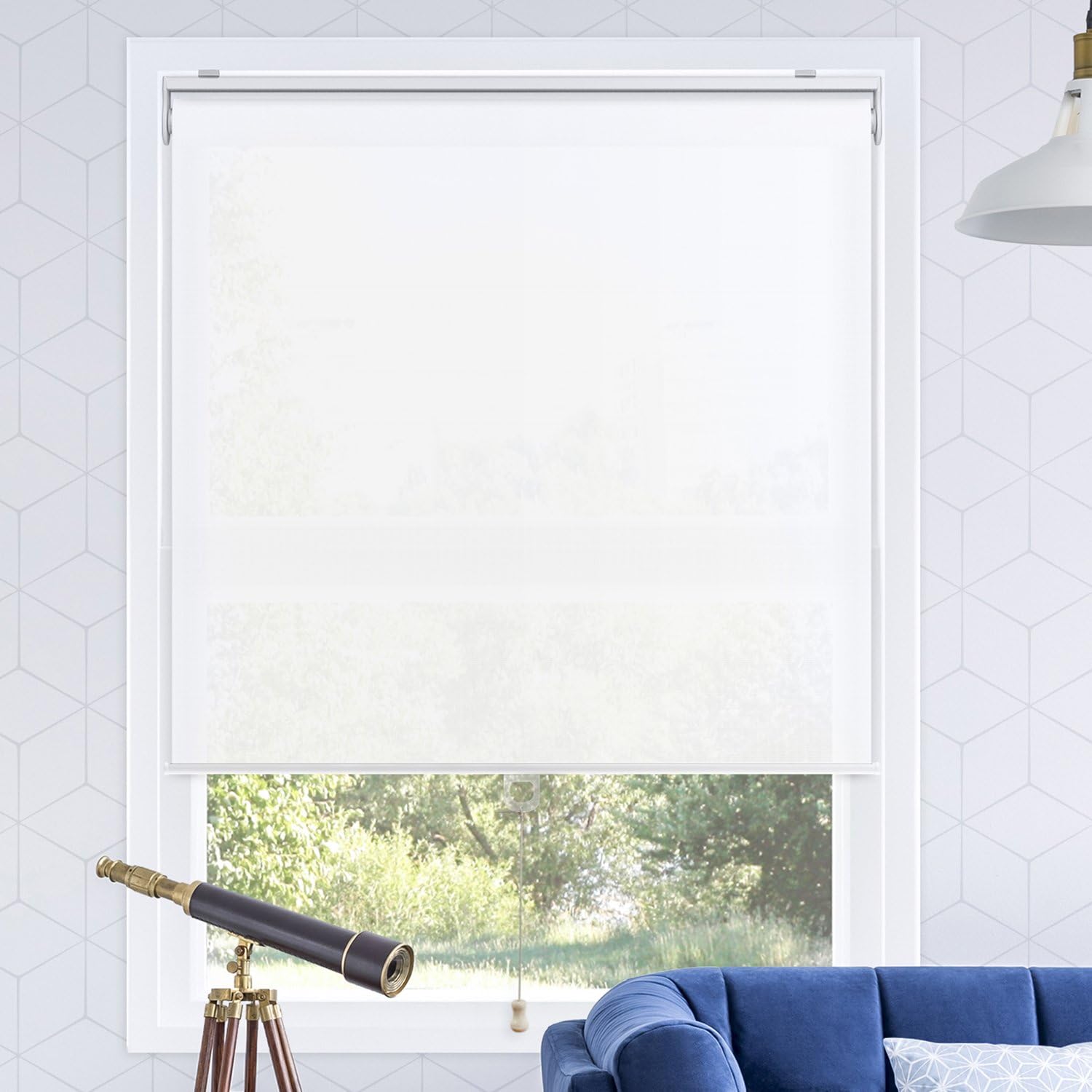 Chicology Cordless Roller Shades Snap-N’-Glide, Light FilteringPerfect for Living Room/Bedroom/Nursery/Office and More.Urban White (Light Filtering), 35″W X 72″H